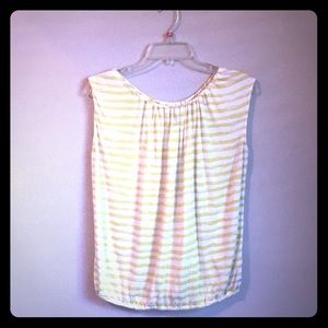 Loft Chartreuse  White Striped Top MP or S